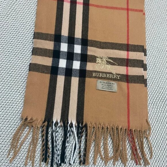 Burberry Camel and Black Plaid Scarf